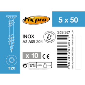  Vis Terrasse Inox A2 - 5 X 50 - "Fix'pro"