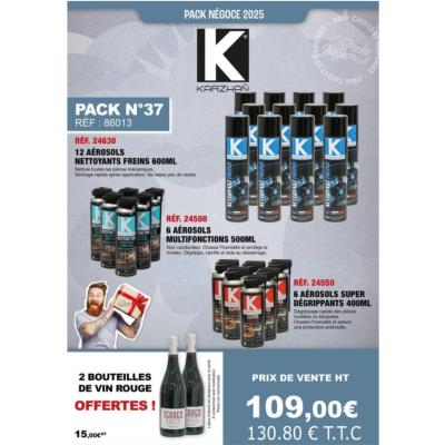 Pack 6 aérosols multifonction 500 ml + 12 aérosols nettoyant freins 600 ml + 6 super dégrippants 400 ml  "Karzhan"