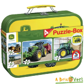 Jouet Puzzle John Deere x 4 en malette métal 