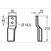 Lame Rotalabour - Flash - 210 x 50 x 10 - Droite -Type BREVIGLIERI/MASCHIO