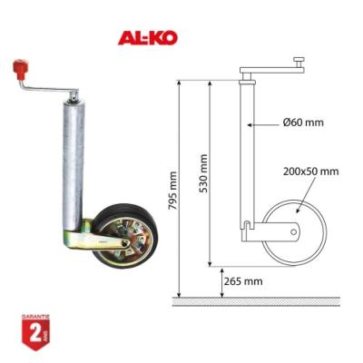Roue Jockey Jante Acier 60 mm Course de 265 mm 500 kg - AL-KO