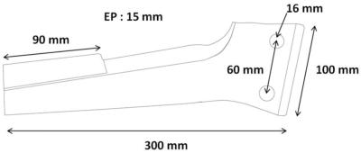 Dent de Herse - Boulonnée - 300 x 100 x 15 - 2 Pastilles Carbure - Origine - Droite - Breviglieri