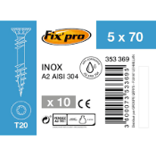 Vis Terrasse Inox A2 - 5 x 70 - "Fix'pro"