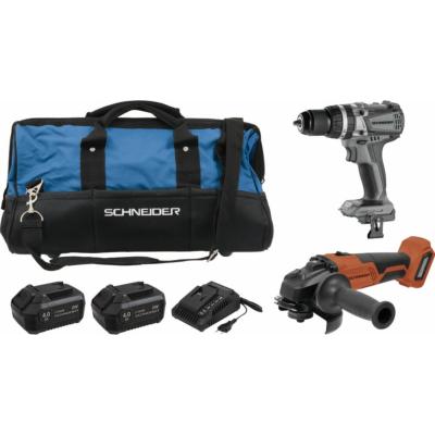 Pack 20V Meuleuse D'Angle 125 mm + Perçeuse Visseuse Percussion - "Schneider"