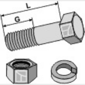 Boulon avec écrou et rondelle-ressort - 7/16 x 32 - 12.9